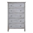 Pemberly Row Contemporary 5-Drawer Solid Wood Chest in Grey White