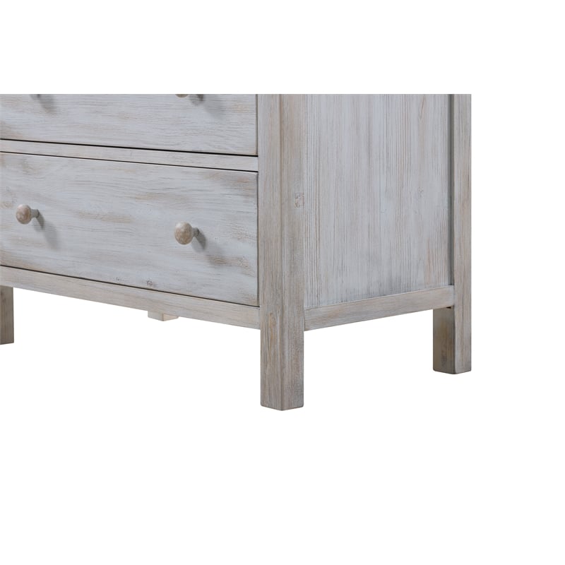Pemberly Row Contemporary 5-Drawer Solid Wood Chest in Grey White