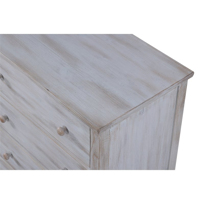 Pemberly Row Contemporary 5-Drawer Solid Wood Chest in Grey White