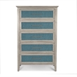 Pemberly Row Contemporary 5-Drawer Woven Chest in Blue & Aged Ivory
