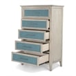 Pemberly Row Contemporary 5-Drawer Woven Chest in Blue & Aged Ivory