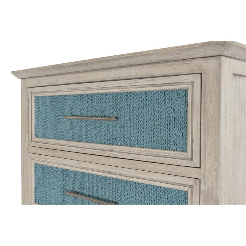 Pemberly Row Contemporary 5-Drawer Woven Chest in Blue & Aged Ivory