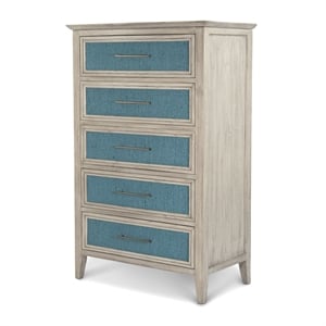 Pemberly Row Contemporary 5-Drawer Woven Chest in Blue & Aged Ivory