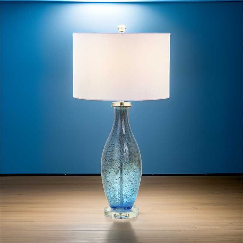 Pemberly Row Contemporary Blue Tone Art Glass Lamps (Set of 2)
