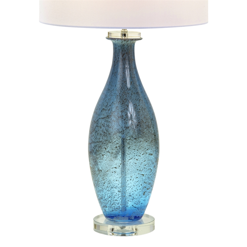 Pemberly Row Contemporary Blue Tone Art Glass Lamps (Set of 2)