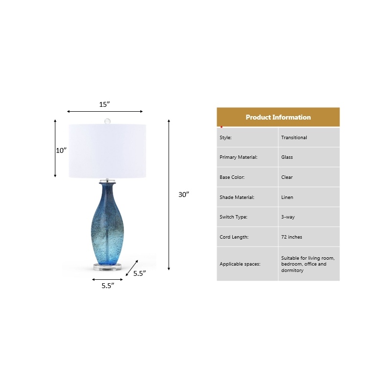 Pemberly Row Contemporary Blue Tone Art Glass Lamps (Set of 2)