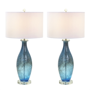 Pemberly Row Contemporary Blue Tone Art Glass Lamps (Set of 2)