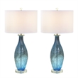Pemberly Row Contemporary Blue Tone Art Glass Lamps (Set of 2)