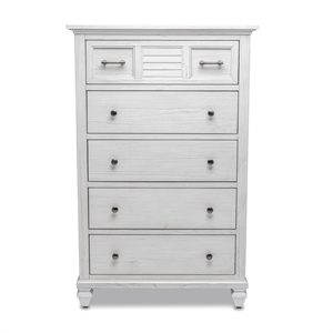 Pemberly Row Contemporary Wood Chest with 5-Drawers in White