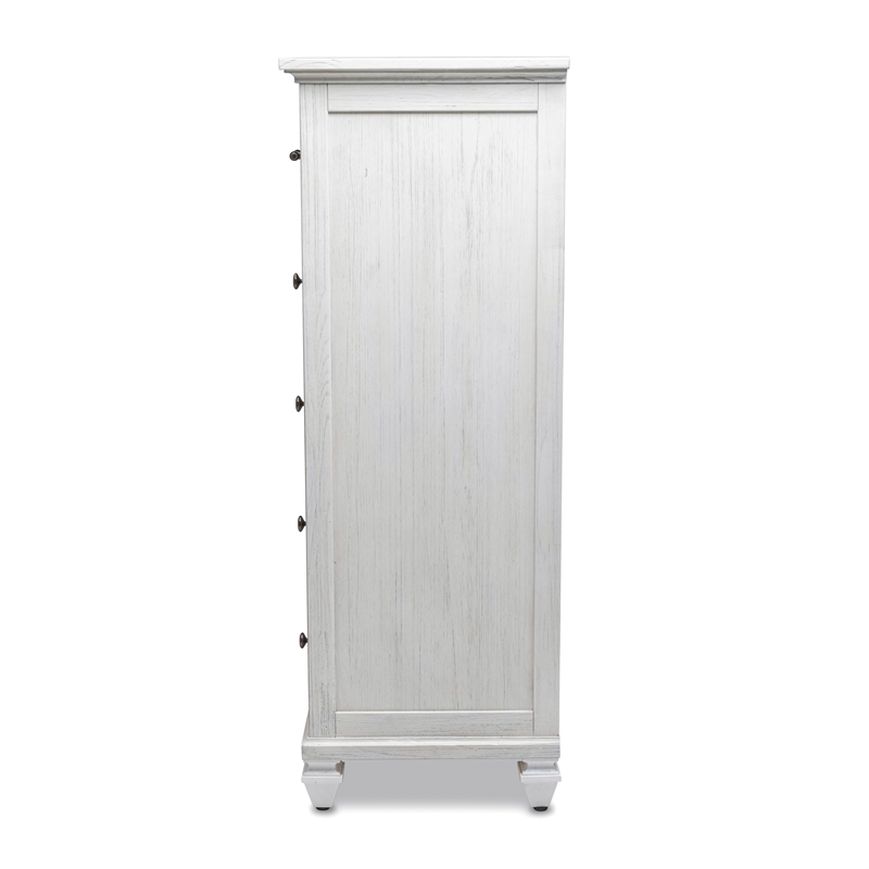 Pemberly Row Contemporary Wood Chest with 5-Drawers in White