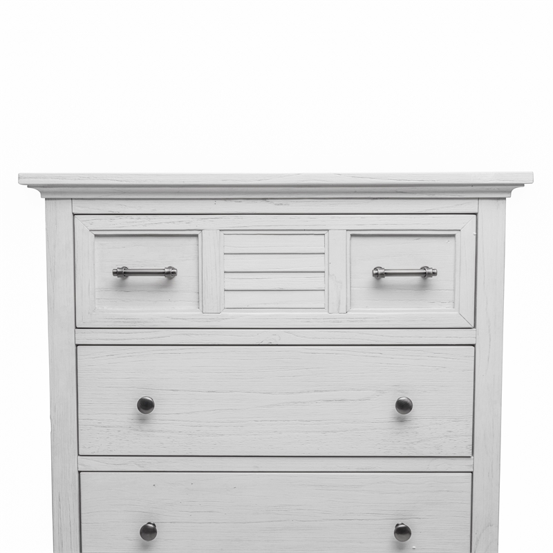 Pemberly Row Contemporary Wood Chest with 5-Drawers in White