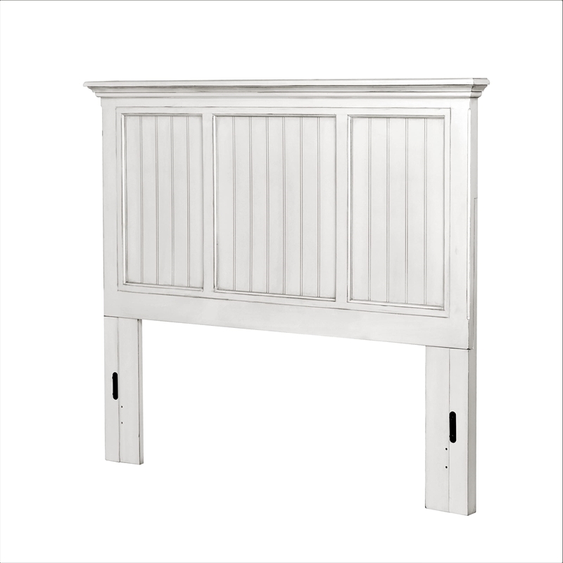 Pemberly Row Modern Coastal Wood Queen Panel Bed in White Finish
