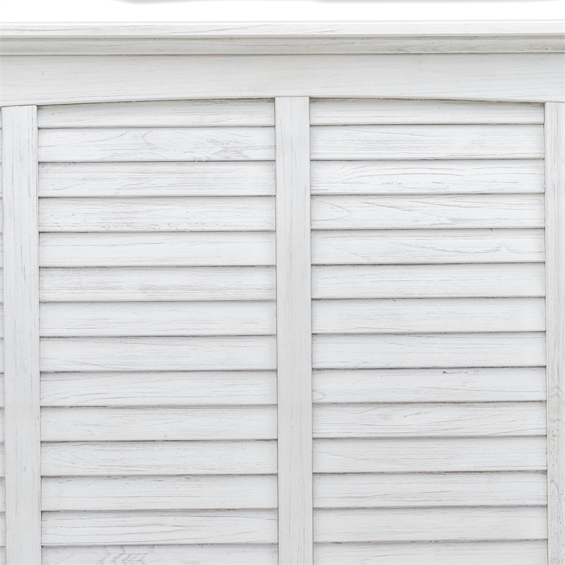 Pemberly Row Modern Coastal Wood Queen Headboard in White Finish