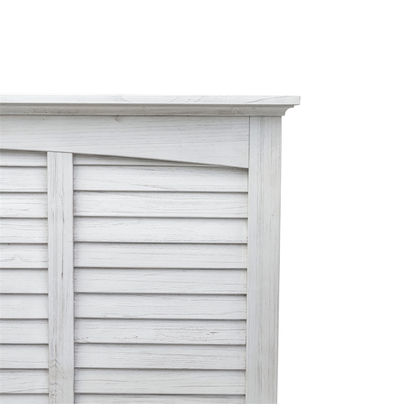 Pemberly Row Modern Coastal Wood Queen Headboard in White Finish