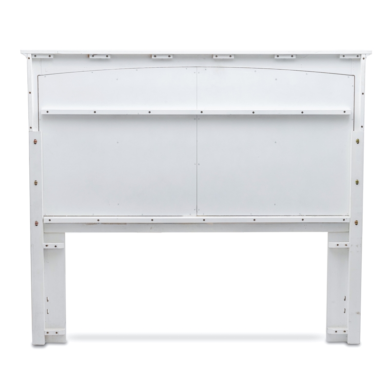 Pemberly Row Modern Coastal Wood Queen Headboard in White Finish