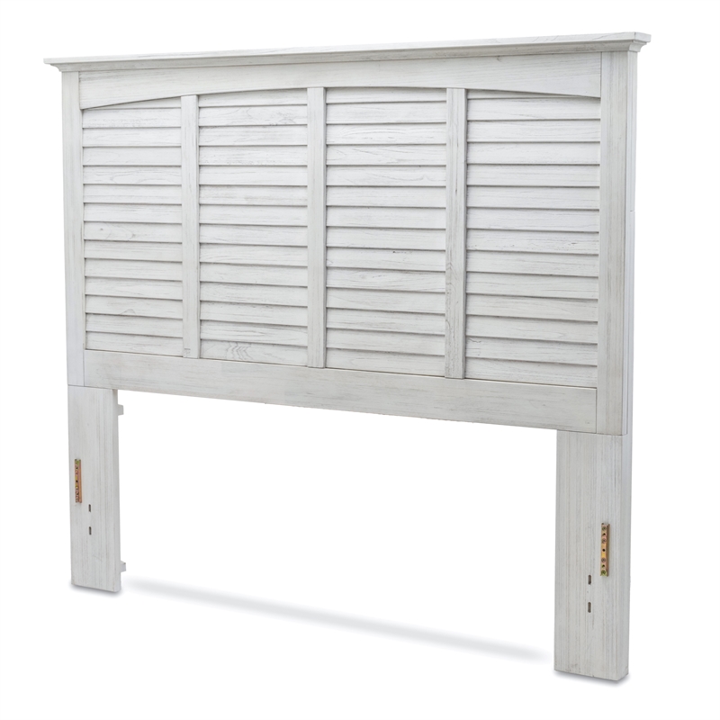 Pemberly Row Modern Coastal Wood Queen Headboard in White Finish