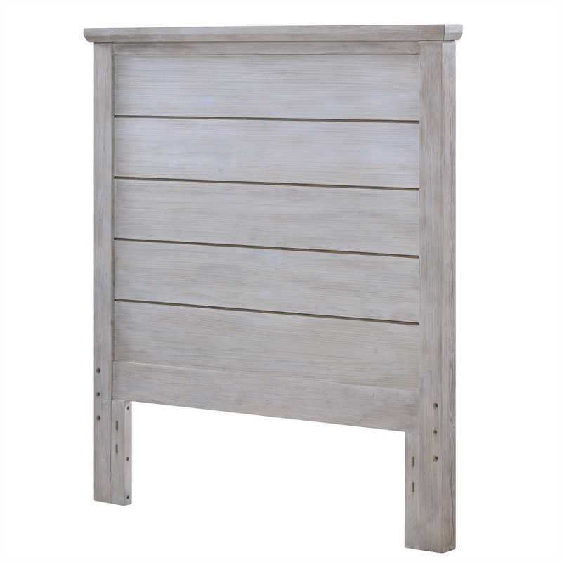 Pemberly Row Contemporary Twin Solid Wood Headboard in Grey White