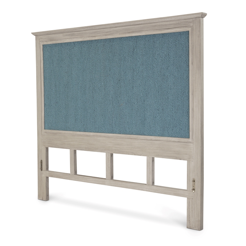 Pemberly Row Contemporary Twin Woven Headboard Ocean Blue & Aged Ivory