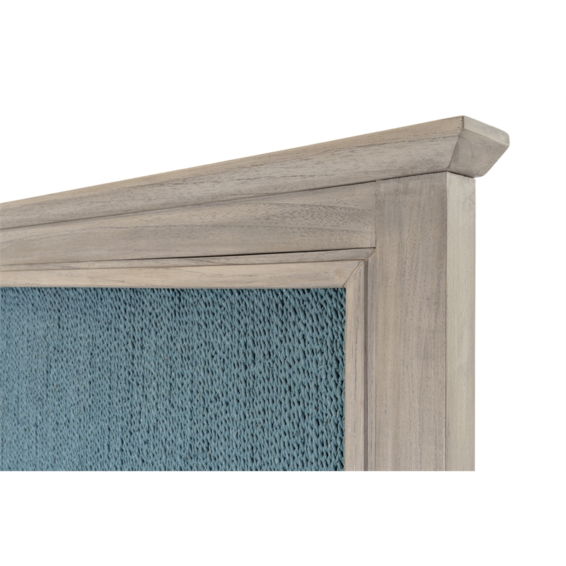 Pemberly Row Contemporary Queen Woven Headboard Ocean Blue & Aged Ivory