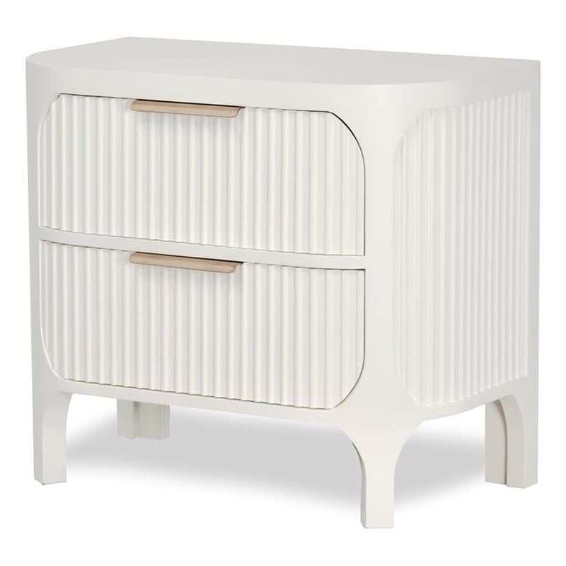 Pemberly Row Contemporary 2-Drawer Solid Wood Nightstand in White