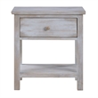 Pemberly Row 1-Drawer Storage Solid Wood Nightstand in Brown Grey White