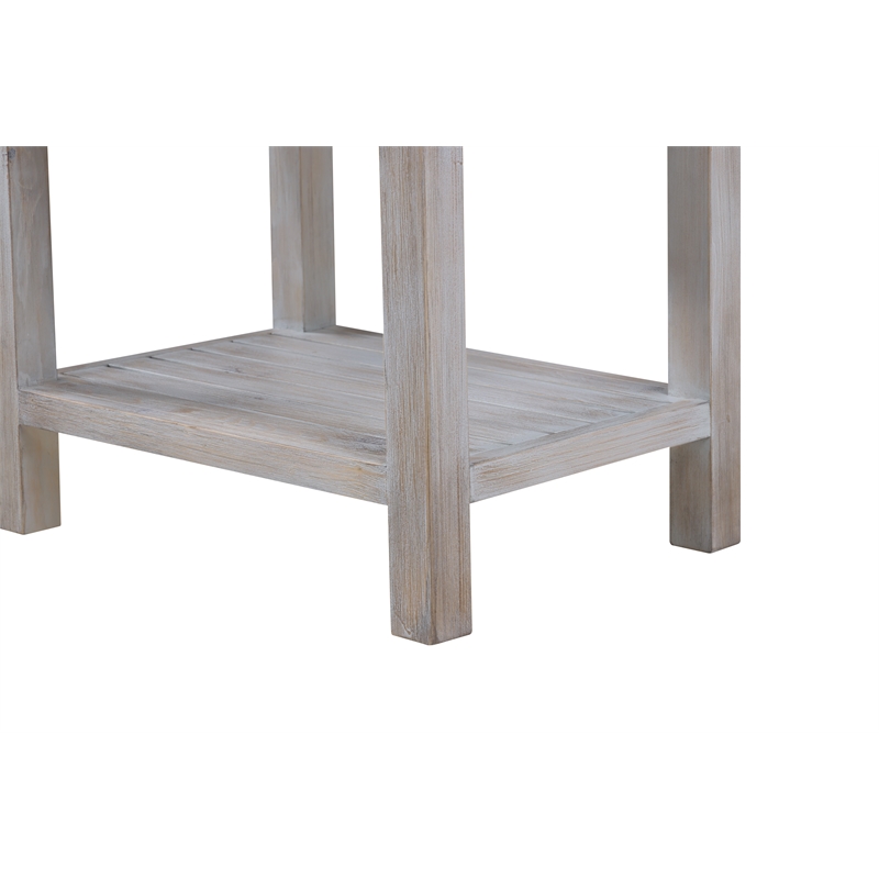 Pemberly Row 1-Drawer Storage Solid Wood Nightstand in Brown Grey White