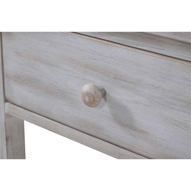 Pemberly Row 1-Drawer Storage Solid Wood Nightstand in Brown Grey White