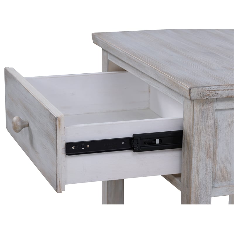 Pemberly Row 1-Drawer Storage Solid Wood Nightstand in Brown Grey White