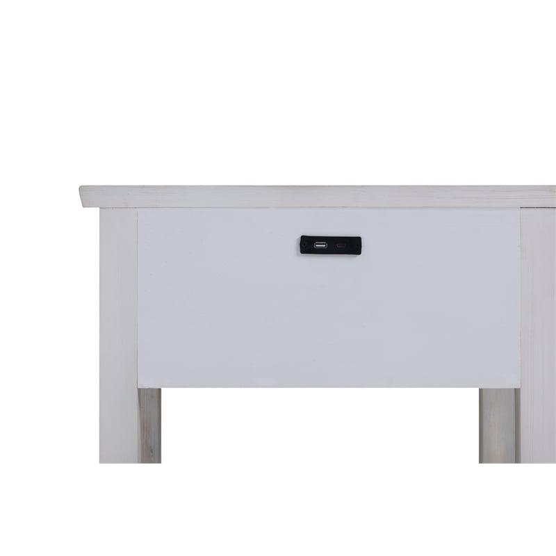 Pemberly Row 1-Drawer Storage Solid Wood Nightstand in Brown Grey White