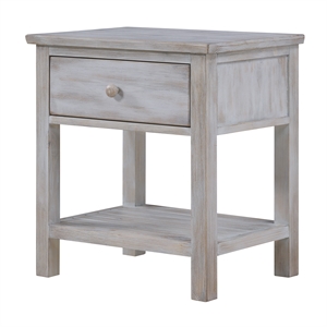 Pemberly Row 1-Drawer Storage Solid Wood Nightstand in Brown Grey White