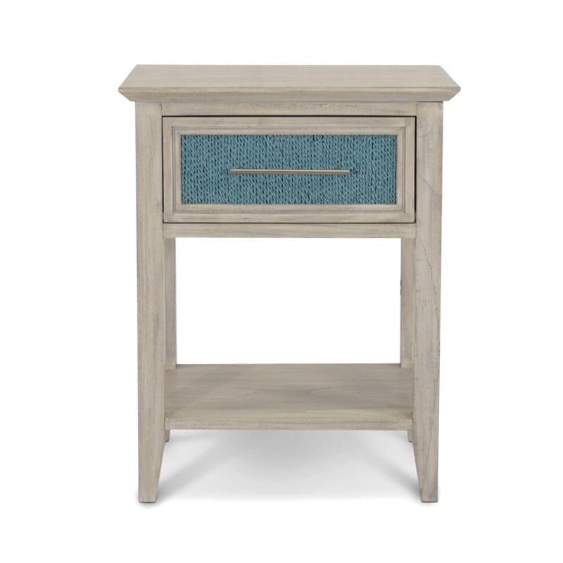 Pemberly Row 1-Drawer Woven Nightstand in Ocean Blue & Aged Ivory