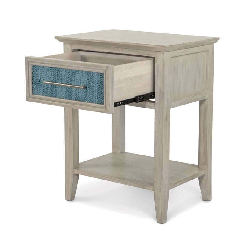 Pemberly Row 1-Drawer Woven Nightstand in Ocean Blue & Aged Ivory