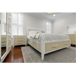 Pemberly Row Contemporary King Woven Storage Bed in Sand and Stark White