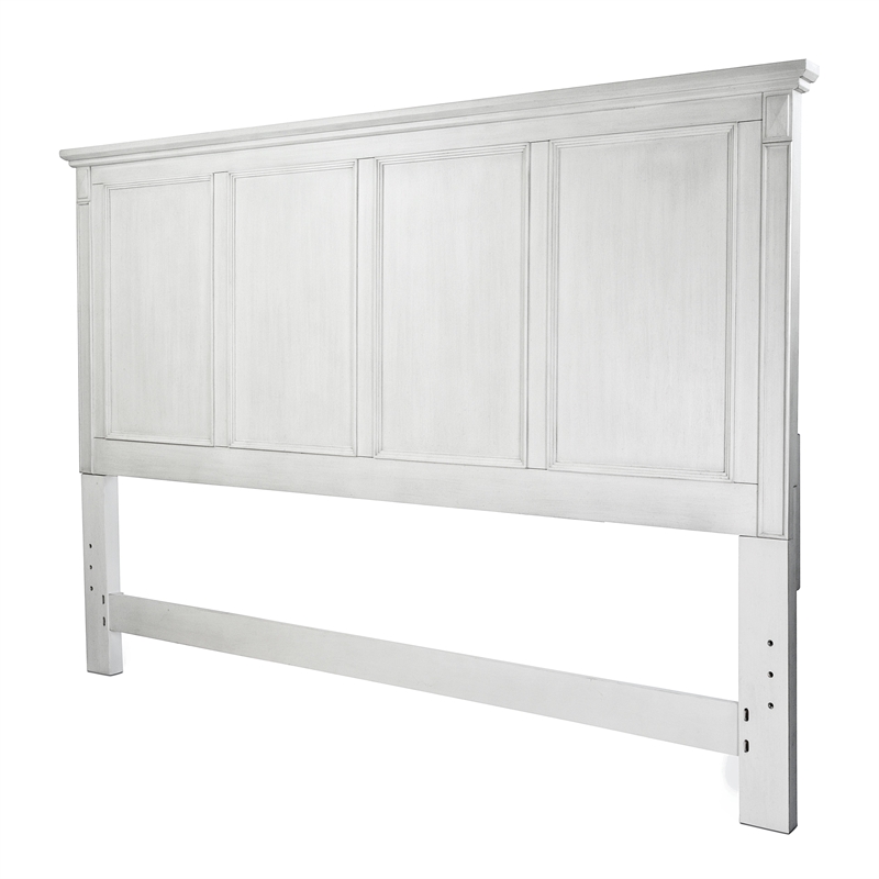 Pemberly Row Contemporary Wood Queen Bed in White & Soft Grey