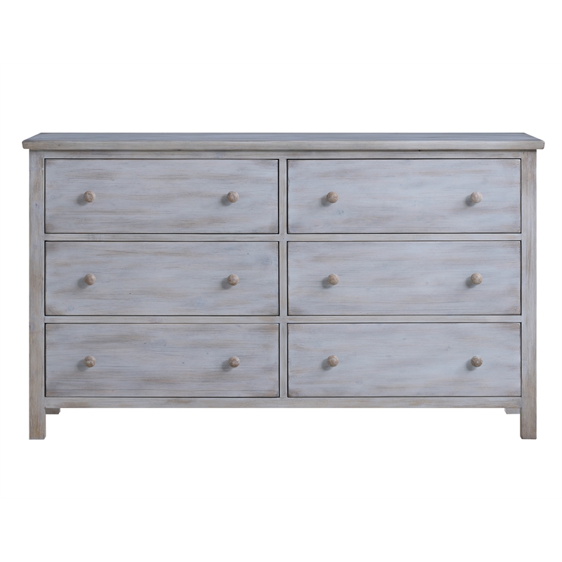 Pemberly Row Contemporary Wood 6-Drawer Dresser in Grey White