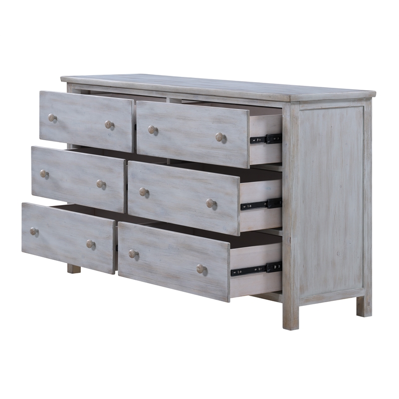Pemberly Row Contemporary Wood 6-Drawer Dresser in Grey White