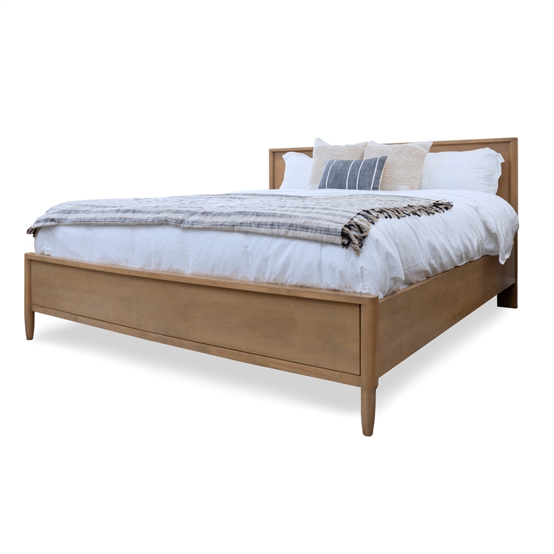 Pemberly Row Contemporary King Low Profile Platform Bed in Warm Maple