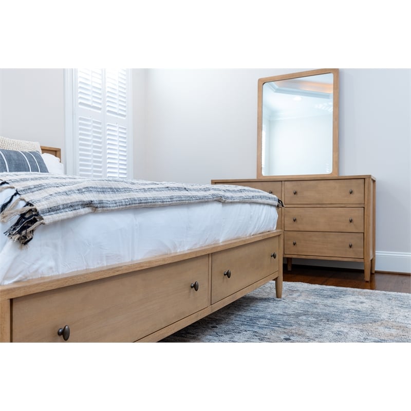 Pemberly Row King Low Profile Platform Bed with Storage in Maple