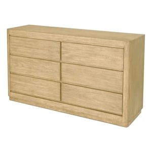 Pemberly Row Contemporary 6-Drawer Solid Wood Dresser in Tan Natural