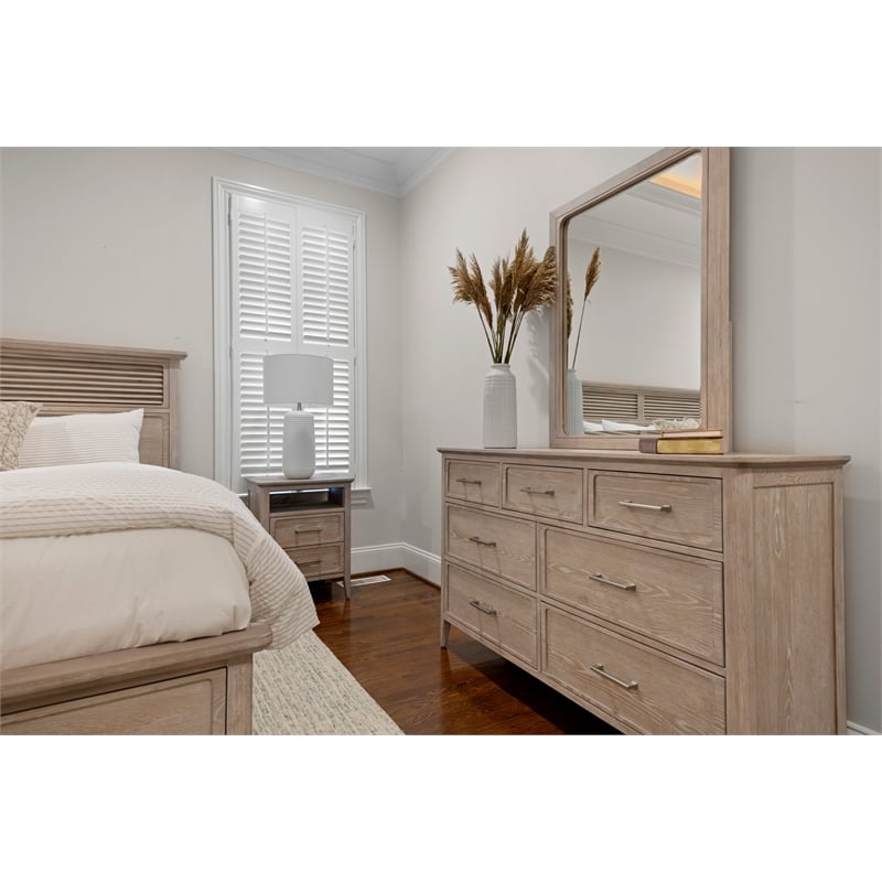 Pemberly Row Contemporary 7-Drawer Dresser in Glazed Driftwood