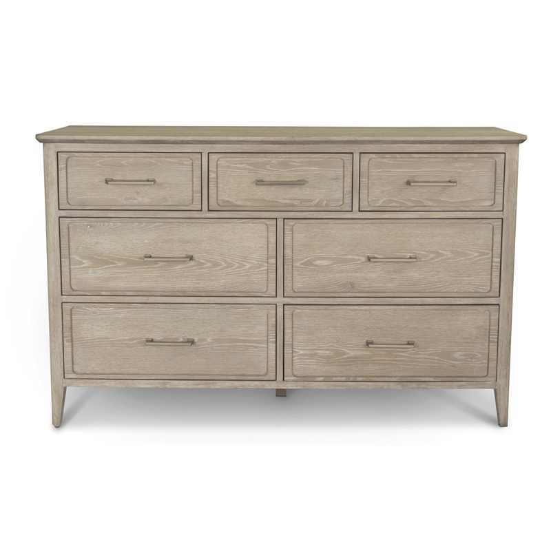 Pemberly Row Contemporary 7-Drawer Dresser in Glazed Driftwood