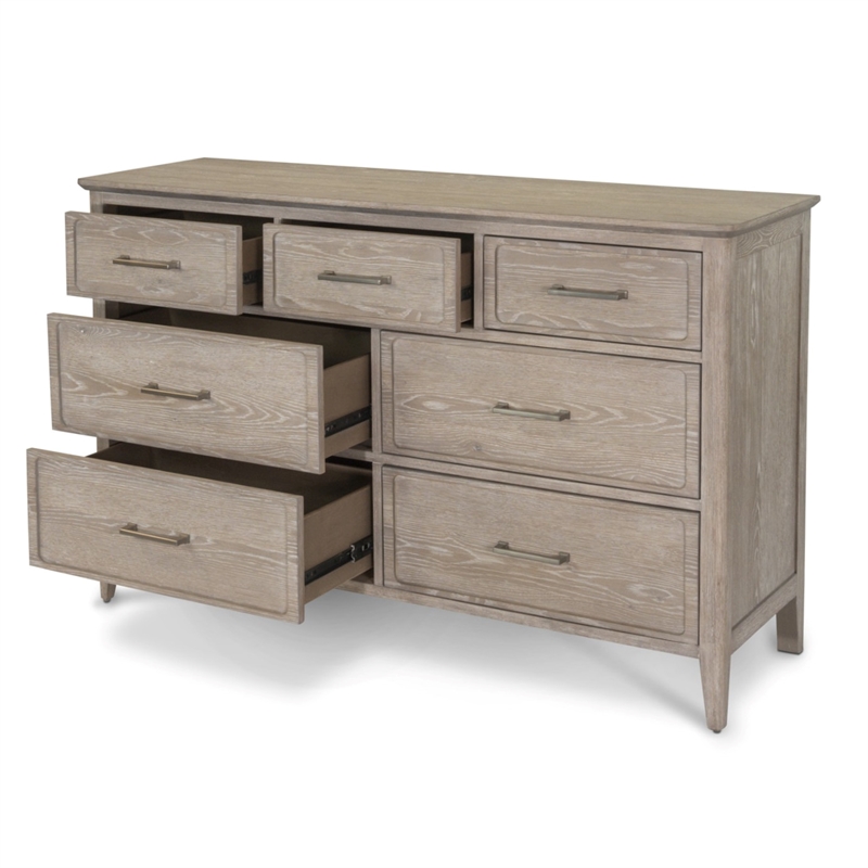 Pemberly Row Contemporary 7-Drawer Dresser in Glazed Driftwood