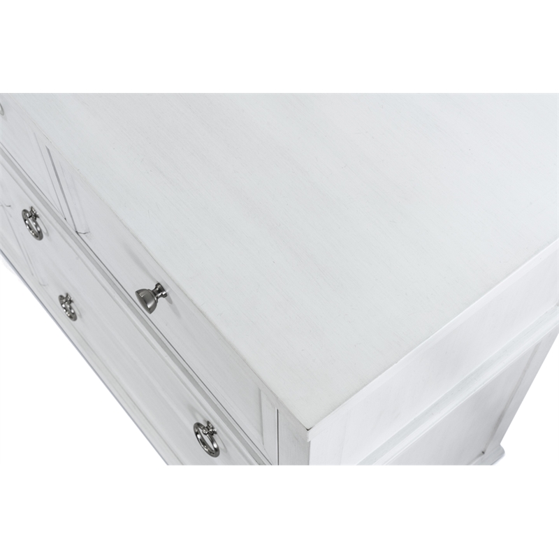 Pemberly Row Contemporary 7-Drawer Dresser in White & Soft Grey Glaze