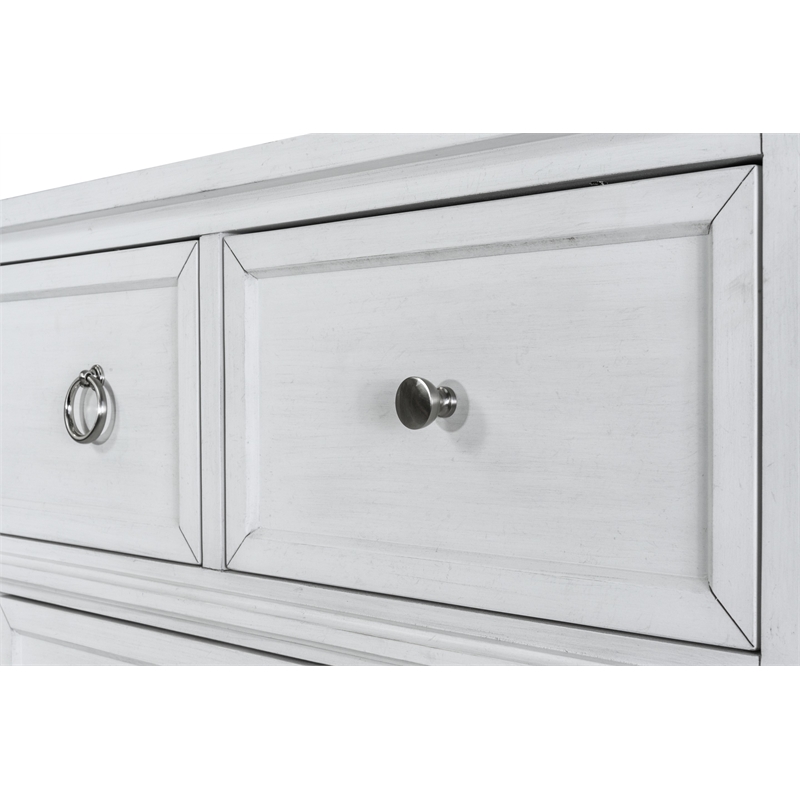 Pemberly Row Contemporary 7-Drawer Dresser in White & Soft Grey Glaze