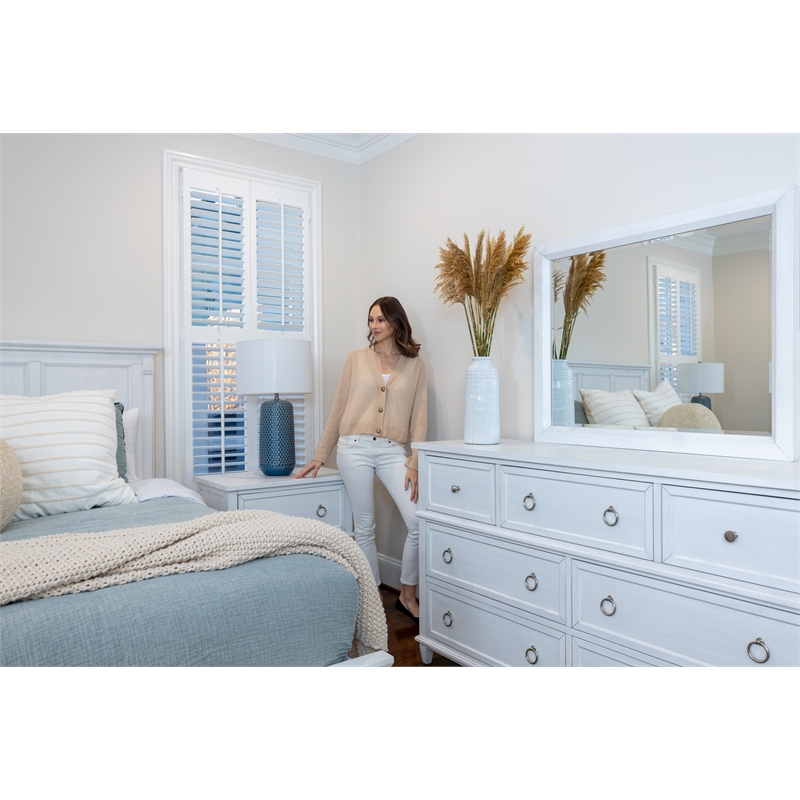 Pemberly Row Contemporary 7-Drawer Dresser in White & Soft Grey Glaze