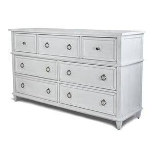 Pemberly Row Contemporary 7-Drawer Dresser in White & Soft Grey Glaze