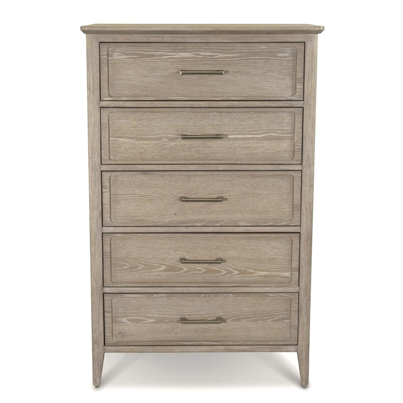 Pemberly Row Contemporary 5-Drawer Chest in Glazed Driftwood