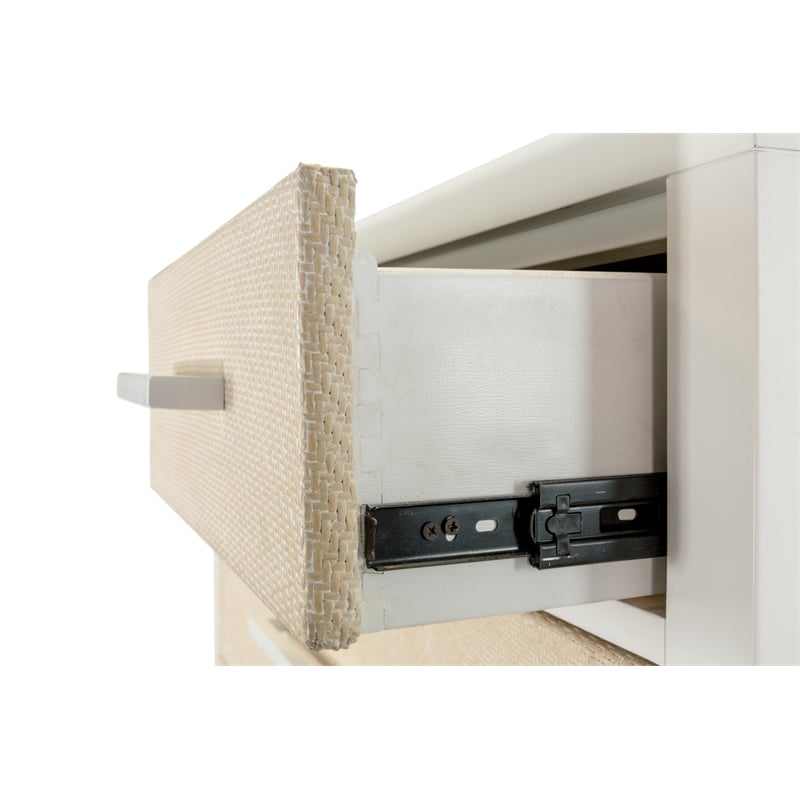 Pemberly Row Contemporary 6-Drawer Woven Chest in Sand in Stark White