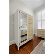 Pemberly Row Woven Mirrored Door Chest in Sand & Stark White