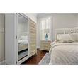 Pemberly Row Woven Mirrored Door Chest in Sand & Stark White